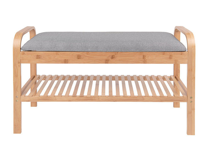 Leitmotiv Bench Arch bamboo w. grey fabric