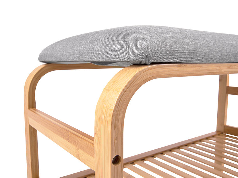 Leitmotiv Bench Dure bamboo w. grey fabric