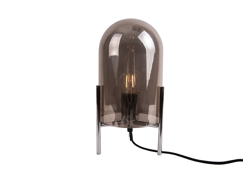 Leitmotiv Table lamp Glass Bell grey, chrome frame