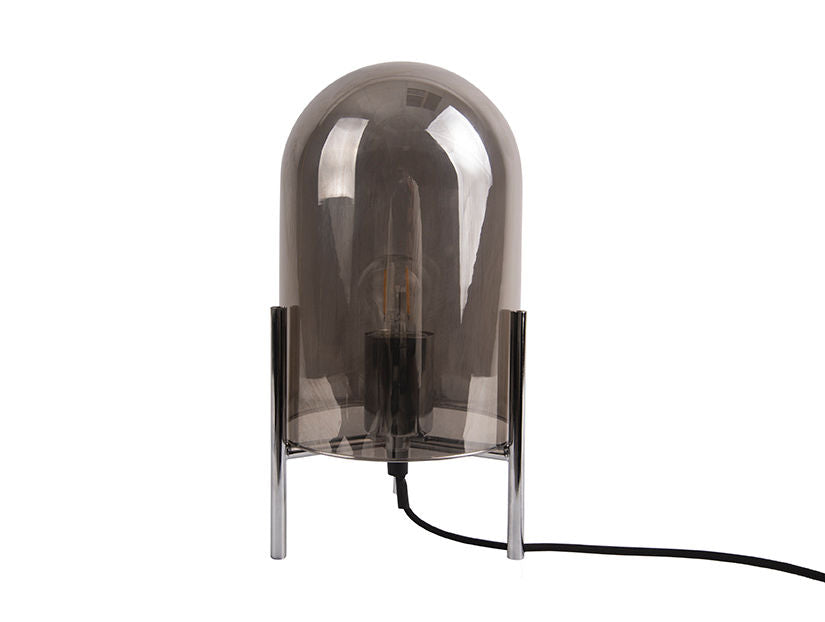 Leitmotiv Table lamp Glass Bell grey, chrome frame