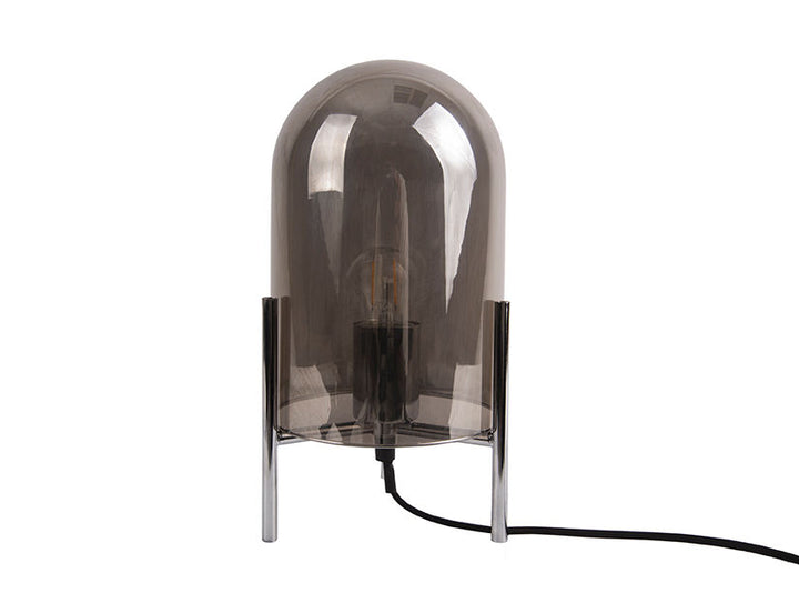 Leitmotiv Table lamp Glass Bell grey, chrome frame