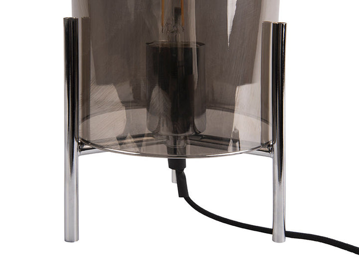 Leitmotiv Table lamp Glass Bell grey, chrome frame
