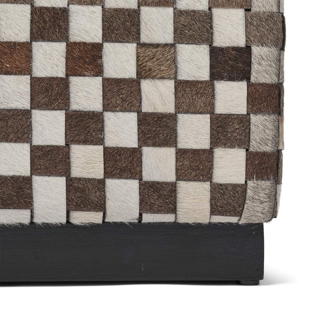 NATURES COLLECTION Puf | Koskind | Premium | Kalvelæder | Cross Check Design | 60x60 cm