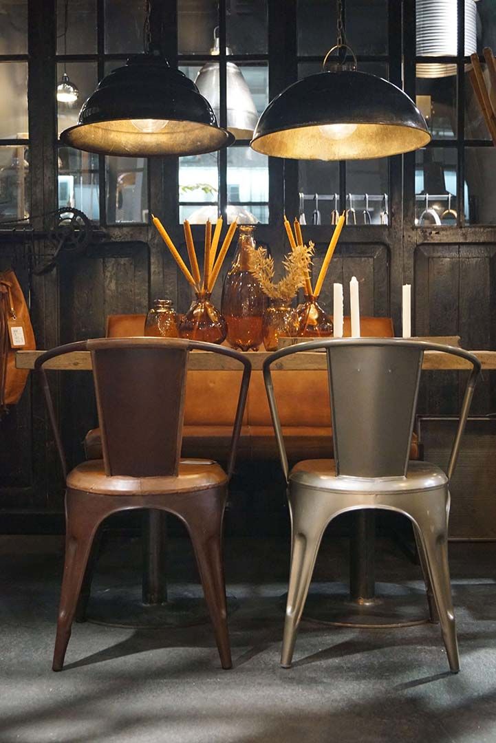Trademark Living LIVING spisebordsstol - rust med læder