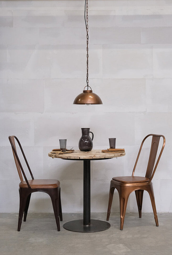 Trademark Living LIVING spisebordsstol med høj ryg - rust med læder