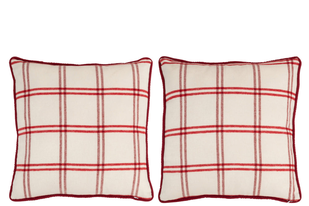 J-Line by Jolipa CUSHION TEXT POLYESTER RED/WHITE ASSORTMENT OF2