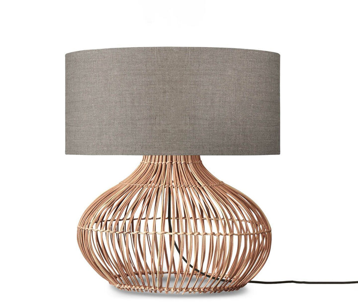 Good & Mojo Bordlampe - Kalahari L Rattan H65 m Mørk Hør - Aunór