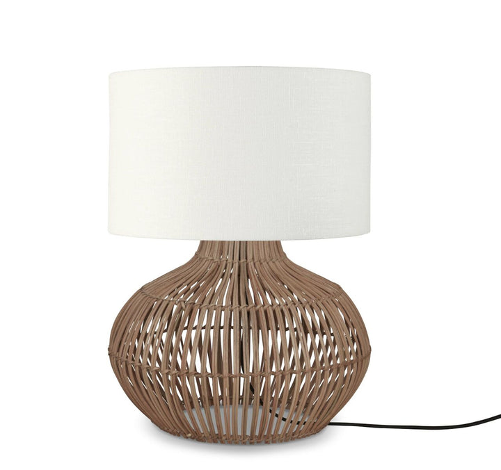 Good & Mojo Bordlampe - Kalahari S Rattan H48 cm Hvid - Aunór