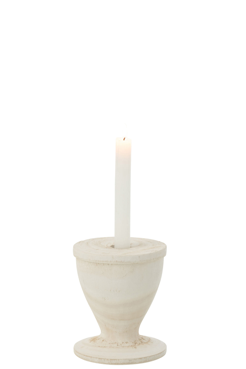 J-Line by Jolipa CANDLE HOLDER WOOD WHITE SMALL