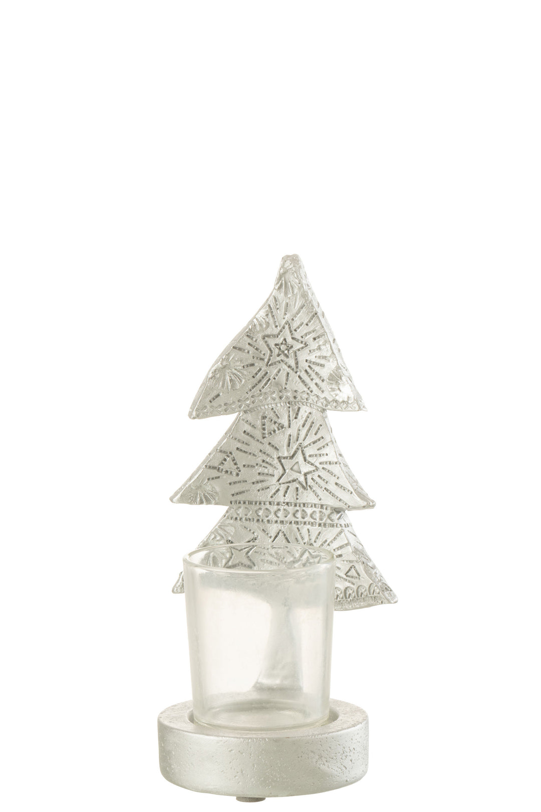 J-Line by Jolipa CANDLE HOLDER XMAS TREE POLY SILVER SMALL