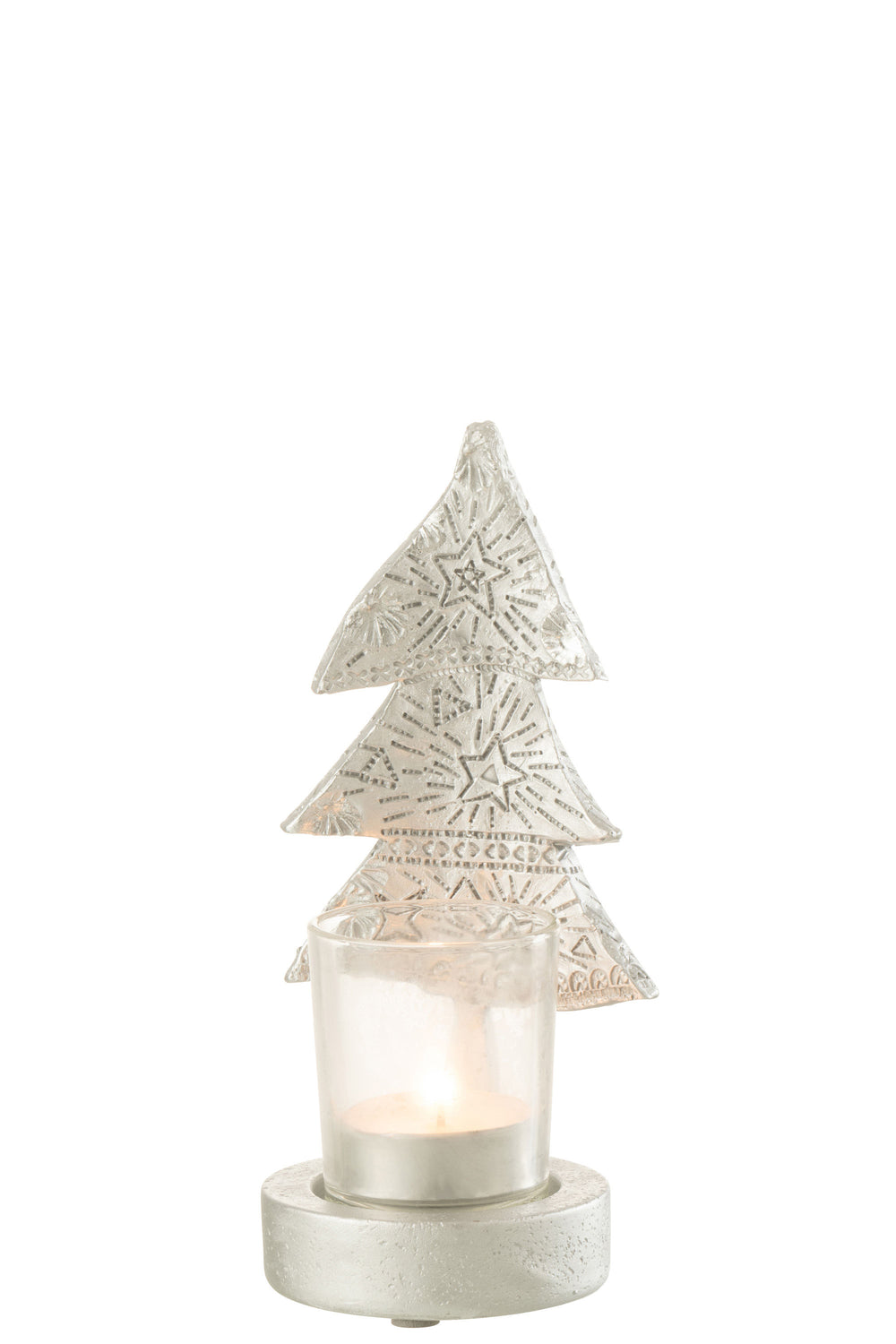 J-Line by Jolipa CANDLE HOLDER XMAS TREE POLY SILVER SMALL