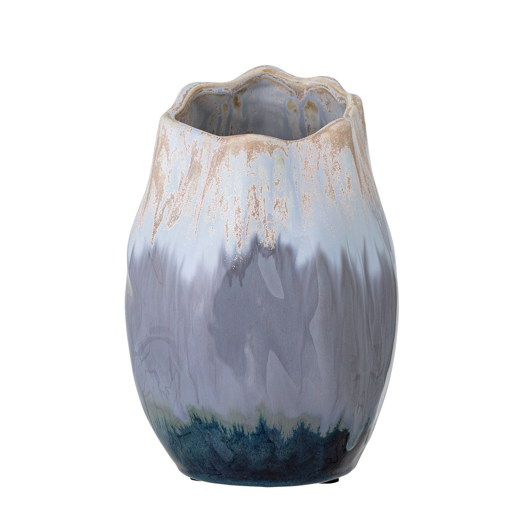 Bloomingville Jace Deko Vase, Blå, Keramik