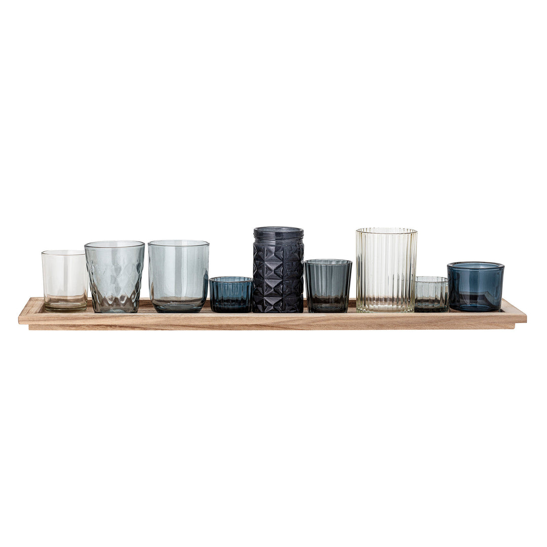 Bloomingville Sanga Bakke m/Fyrfadsstage, Blå, Glas
