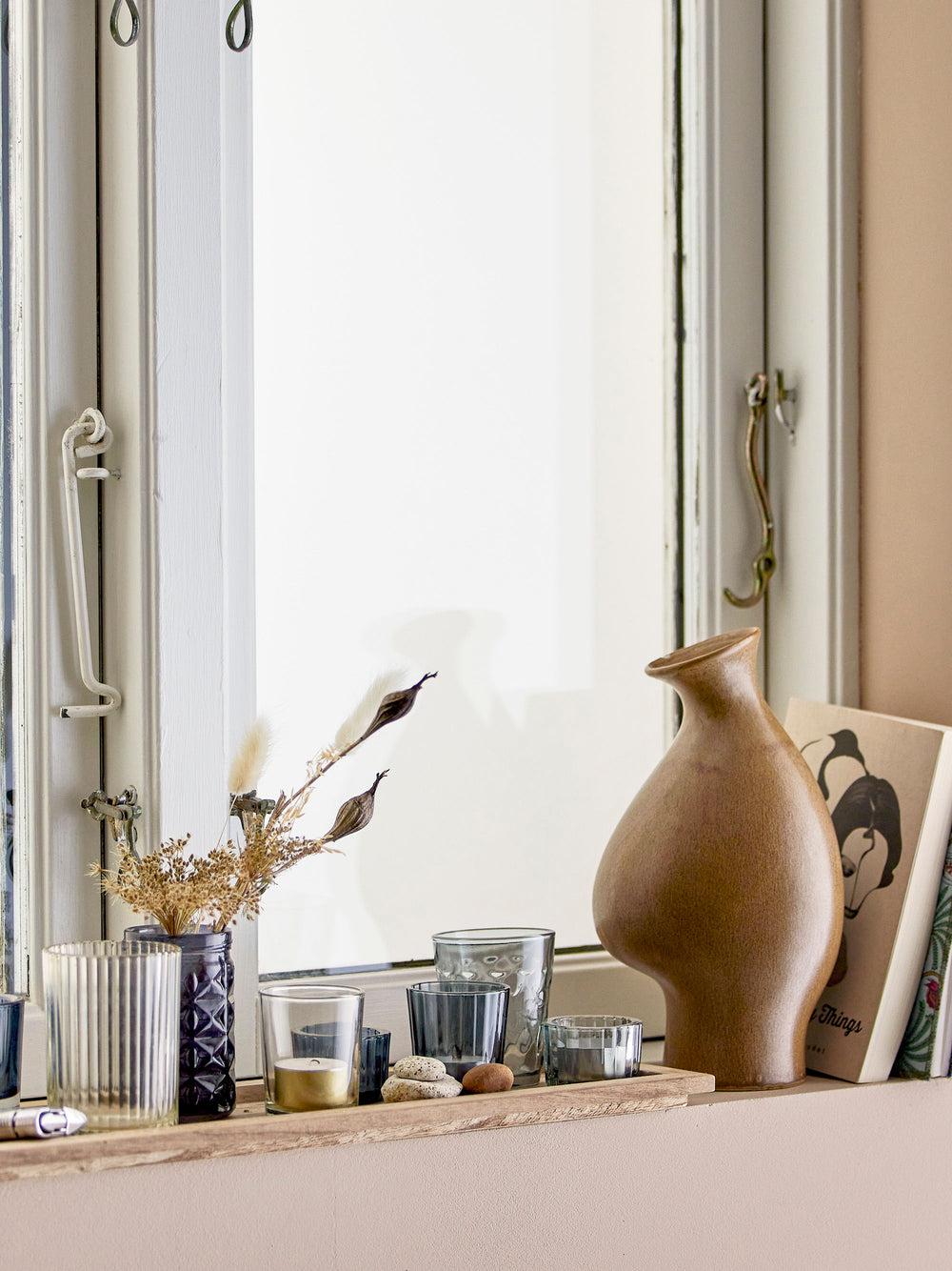 Bloomingville Sanga Bakke m/Fyrfadsstage, Blå, Glas