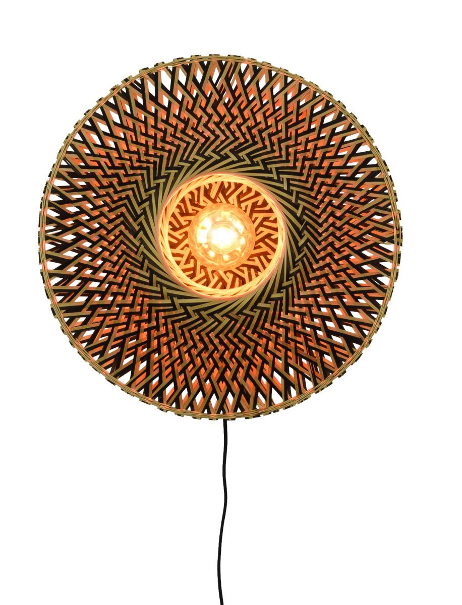 Good & Mojo Væglampe Bali dia.44x12cm sort/natur, S