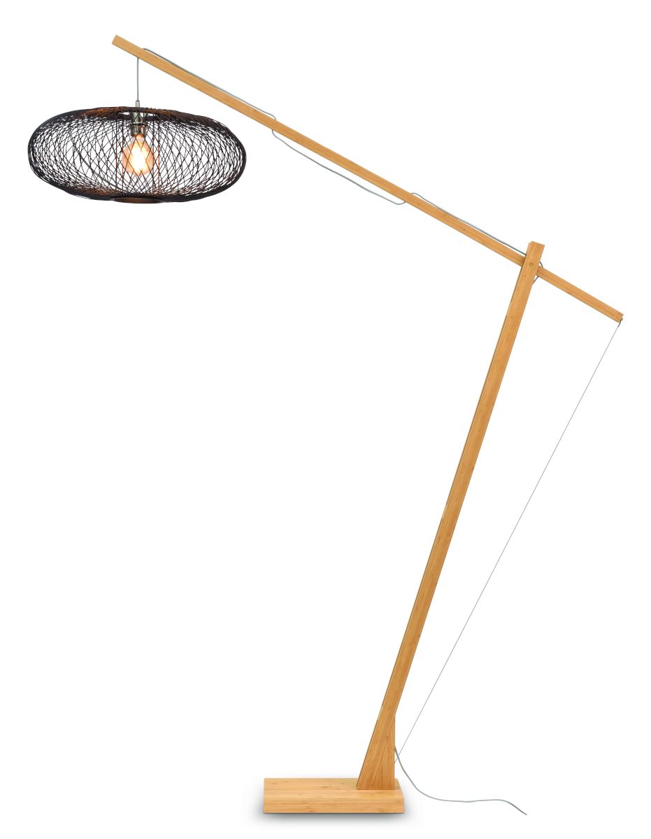 Good & Mojo Gulvlampe Cango nat.h.207cm/skærm 60x25cm, sort