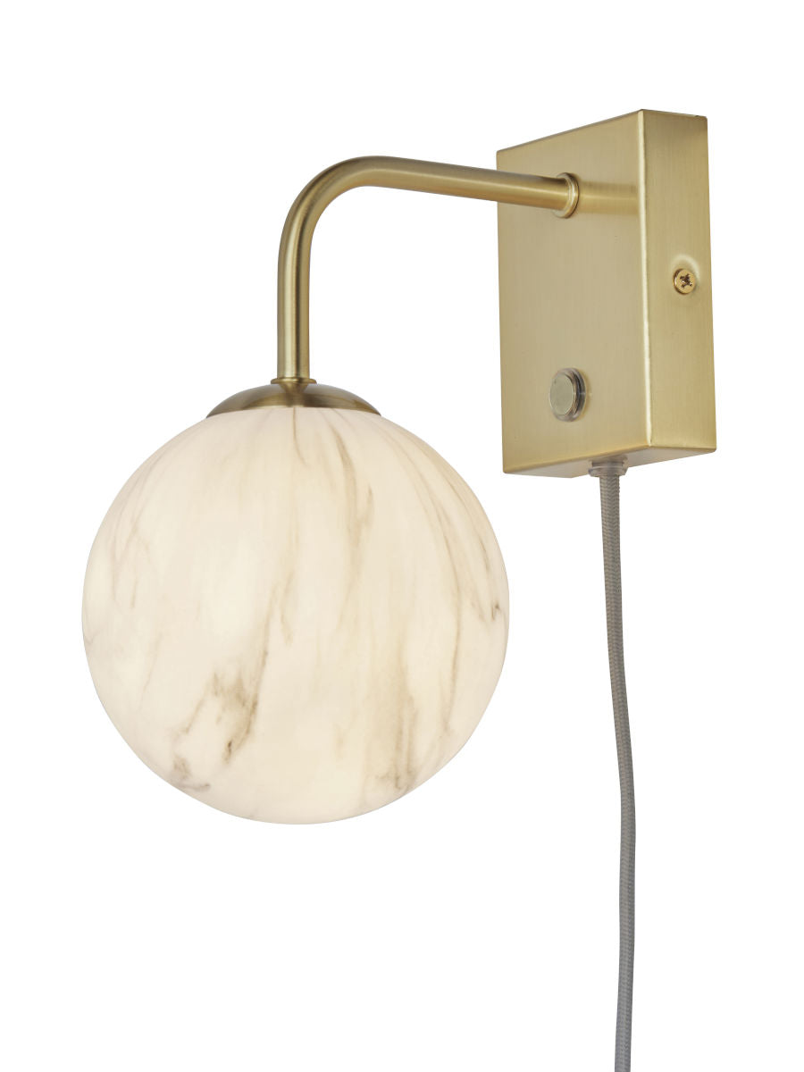 It's About RoMi Væglampe Carrara globus, hvid marmor print/guld