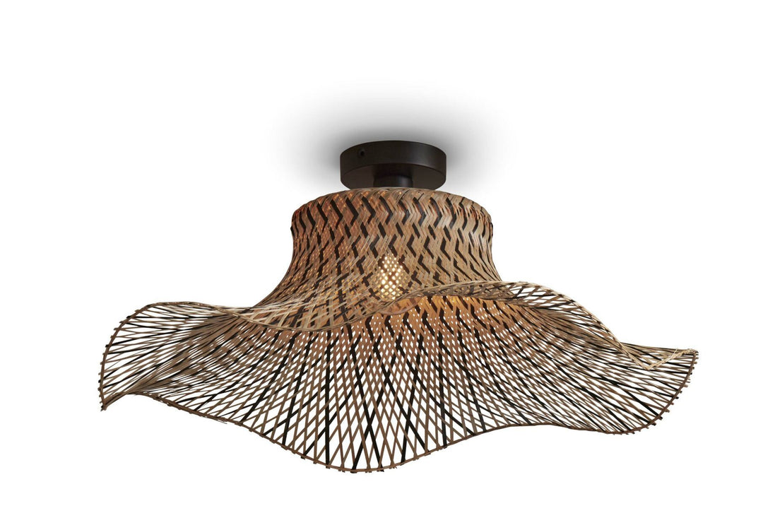Good & Mojo Loftslampe Ibiza bambus bølget dia.65xh.20cm sort/natur. L