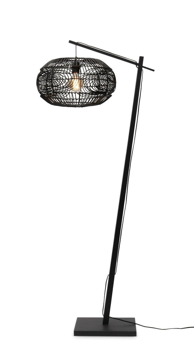 Good & Mojo Gulvlampe Madeira bambus bl. h.176cm/skærm rattan dia.48xh.30cm. bl.