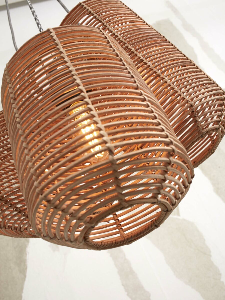 Good & Mojo Hængelampe Tanami rattan/3-skærme 18xh.25cm + 18xh.35cm + 25xh.20cm ass.. nat.