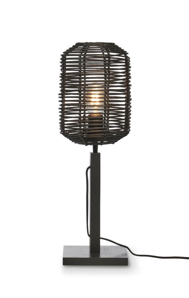 Good & Mojo Bordlampe Tanami bambus bl. h.45cm/rør dia.18xh.25cm rattan. bl.