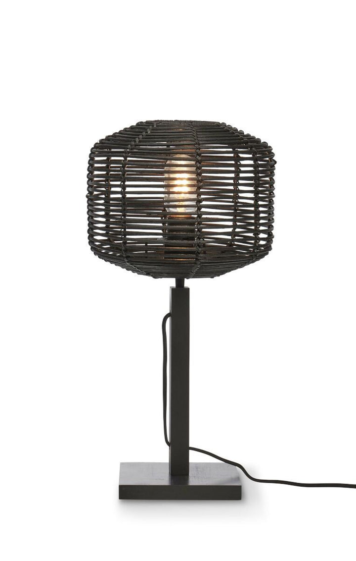 Good & Mojo Bordlampe Tanami bambus bl. h.40cm/skærm dia.25xh.20cm rattan. bl.