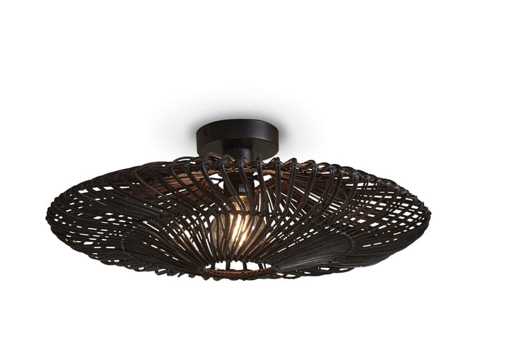 Good & Mojo Loftslampe Zanzibar L rattan/flad dia.55xh.14cm. sort