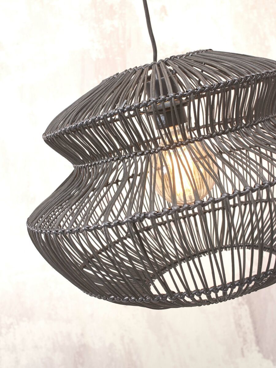 Good & Mojo Hængelampe Zanzibar rattan/rund dia.40xh.30cm. sort