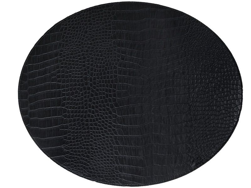 House of Sander Oval dækkeserviet, sort slange mønster