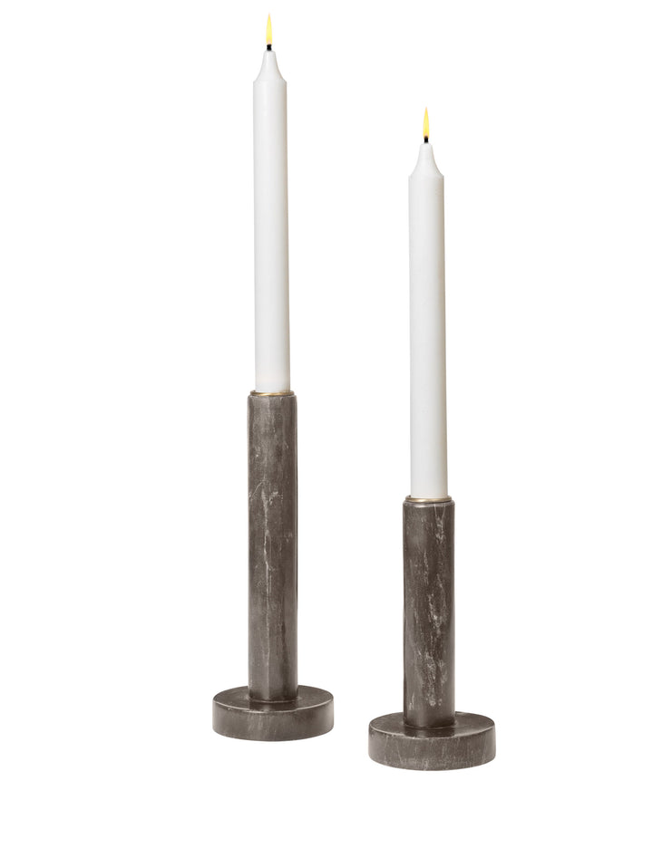 Cozy Living Dagny Marble candle holders - TOFFEE BROWN - Set of 2
