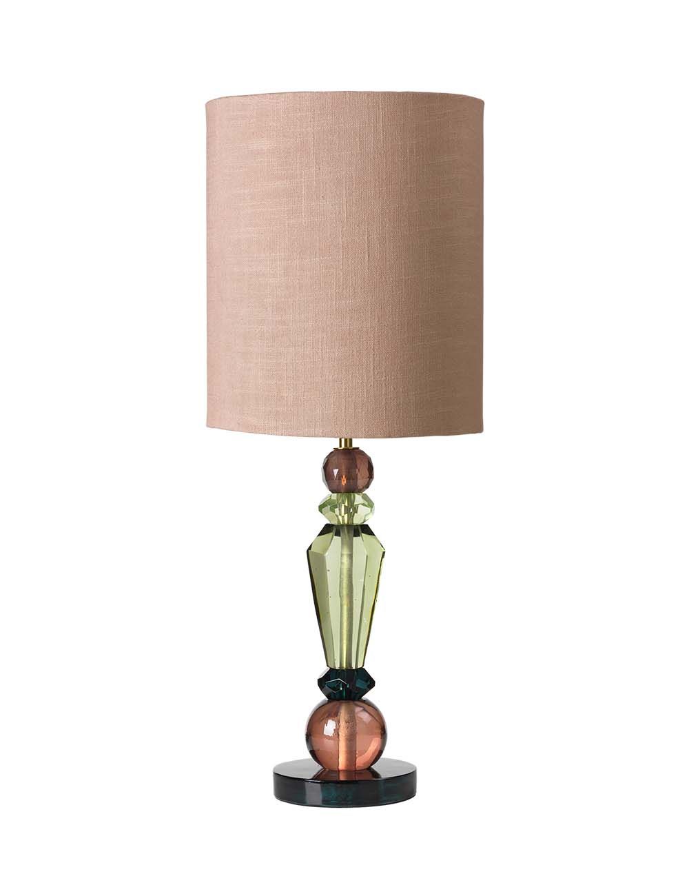 Cozy Living Caia Glass Lamp MATCHA w. Dusty Rose shade