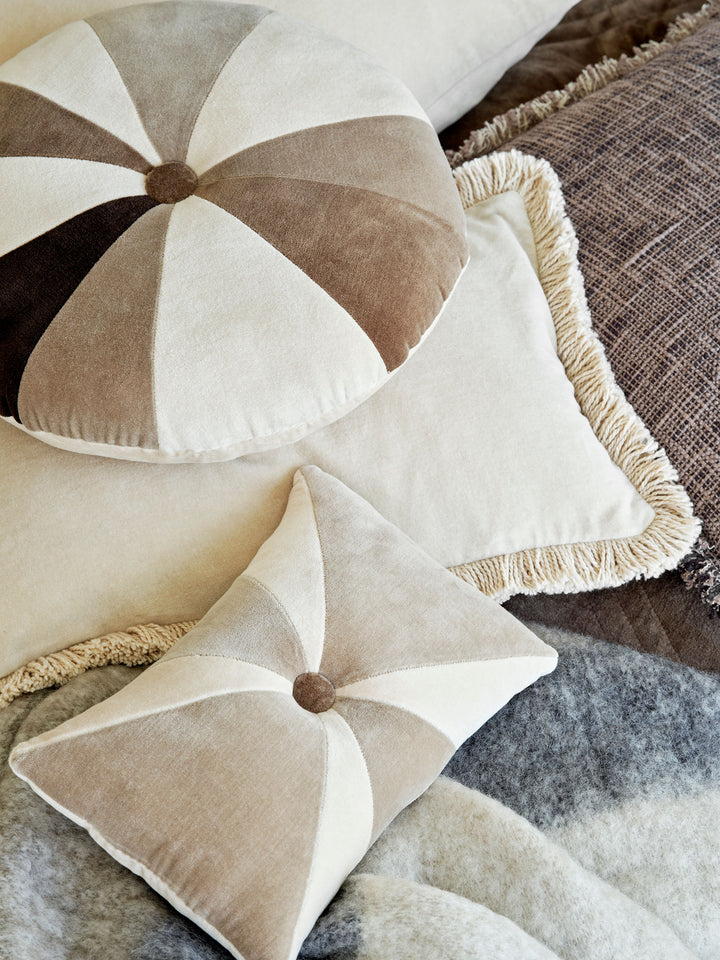 Cozy Living Rosie patchwork velvet Cushion - CREAM, ALPACA